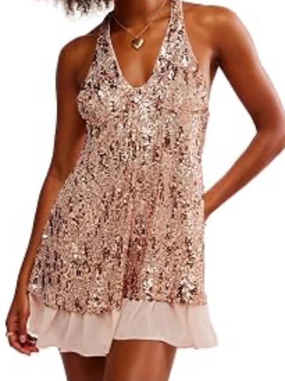 NWT Free People Womens Bejeweled Mini, Rose Gold, X-Large